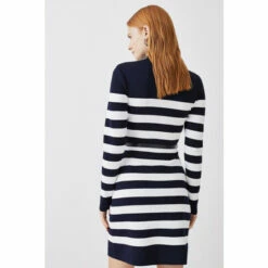 Promo ✨ KarenMillen Stripe Rib Knit Belted Mini 👗 Dress For Female 🔔 -Karen Millen Sales unnamed file 101