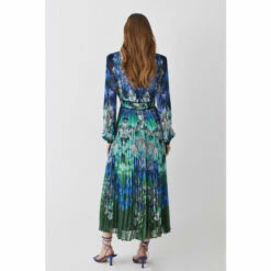 Discount ✔️ KarenMillen Mirrored Ombre Floral Pleat Drama Woven Midi 👗 Dress For Female ⭐ -Karen Millen Sales unnamed file 1014