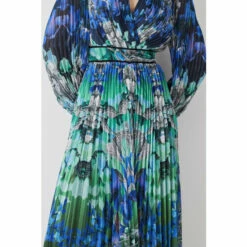 Discount ✔️ KarenMillen Mirrored Ombre Floral Pleat Drama Woven Midi 👗 Dress For Female ⭐ -Karen Millen Sales unnamed file 1016