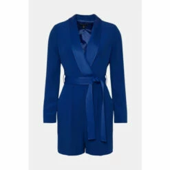 Outlet 🥰 KarenMillen Tuxedo Wrap Playsuit For Female ⭐ -Karen Millen Sales unnamed file 1026