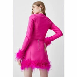 Hot Sale 😍 KarenMillen Bandage Feather Trim Mini 👗 Skirt Co-ord For Female 😍 -Karen Millen Sales unnamed file 1033