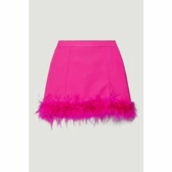 Hot Sale 😍 KarenMillen Bandage Feather Trim Mini 👗 Skirt Co-ord For Female 😍 -Karen Millen Sales unnamed file 1034