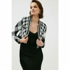 Flash Sale ⌛ KarenMillen Harlequin Bandage Knitted Embellished Jacket For Female 🔥 -Karen Millen Sales unnamed file 1076