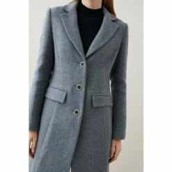 Coupon ๐งจ KarenMillen Italian Wool Mix Single Breasted Tailored ๐งฅ Coat For Female ๐ฏ