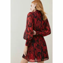 Cheap 🧨 KarenMillen Petite Snake Print Georgette Pleated Woven Mini 👗 Dress For Female 🎉 -Karen Millen Sales unnamed file 1090