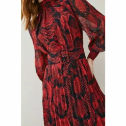 Cheap 🧨 KarenMillen Petite Snake Print Georgette Pleated Woven Mini 👗 Dress For Female 🎉 -Karen Millen Sales unnamed file 1092