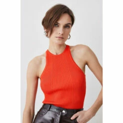 Promo 🥰 KarenMillen Racer Style Rib Knit Top For Female 🤩 -Karen Millen Sales unnamed file 111