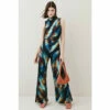 Hot Sale 🎁 KarenMillen Marble Viscose Satin High Neck Jumpsuit For Female 🧨