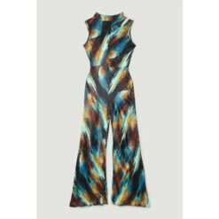 Hot Sale 🎁 KarenMillen Marble Viscose Satin High Neck Jumpsuit For Female 🧨 -Karen Millen Sales unnamed file 1116