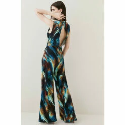 Hot Sale 🎁 KarenMillen Marble Viscose Satin High Neck Jumpsuit For Female 🧨 -Karen Millen Sales unnamed file 1118
