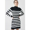 Brand new 👍 KarenMillen Petite Stripe Rib Knit Belted Mini 👗 Dress For Female 😀
