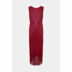 Best Sale 👏 KarenMillen Beaded Fringed Tiered Maxi 👗 Dress For Female 🎉 -Karen Millen Sales unnamed file 1153