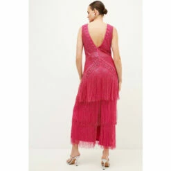Best Sale 👏 KarenMillen Beaded Fringed Tiered Maxi 👗 Dress For Female 🎉 -Karen Millen Sales unnamed file 1154