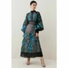 Coupon ✨ KarenMillen Geo And Floral Applique Organdie Maxi 👗 Dress For Female 👍