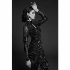 Discount 🥰 KarenMillen Beaded And Embroidery Key Hole Maxi 👗 Dress For Female 🧨