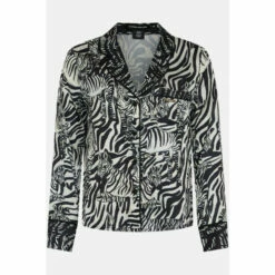 Outlet 🌟 KarenMillen Mixed Animal Satin Nightwear Revere For Female ⭐ -Karen Millen Sales unnamed file 1205