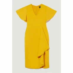 Cheap 🛒 KarenMillen Soft Tailored Angel Sleeve Drape Midi 👗 Dress For Female 🎁 -Karen Millen Sales unnamed file 121
