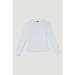 Budget 🌟 KarenMillen Long Sleeve Cotton Crew Neck T-shirt For Female 😉 -Karen Millen Sales unnamed file 1210
