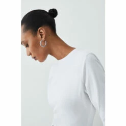 Budget 🌟 KarenMillen Long Sleeve Cotton Crew Neck T-shirt For Female 😉 -Karen Millen Sales unnamed file 1211