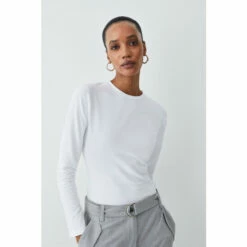 Budget 🌟 KarenMillen Long Sleeve Cotton Crew Neck T-shirt For Female 😉 -Karen Millen Sales unnamed file 1212