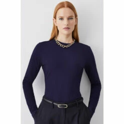 Budget 🌟 KarenMillen Long Sleeve Cotton Crew Neck T-shirt For Female 😉 -Karen Millen Sales unnamed file 1213