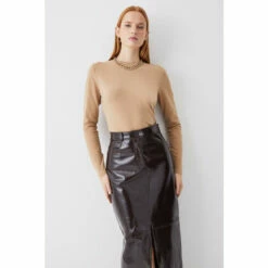 Budget 🌟 KarenMillen Long Sleeve Cotton Crew Neck T-shirt For Female 😉 -Karen Millen Sales unnamed file 1214