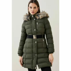 Best Sale 🔔 KarenMillen Belted Puffer Faux Fur Midi Length Hooded 🧥 Coat For Female 👍 -Karen Millen Sales unnamed file 1234