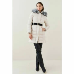 Best Sale 🔔 KarenMillen Belted Puffer Faux Fur Midi Length Hooded 🧥 Coat For Female 👍 -Karen Millen Sales unnamed file 1235
