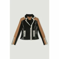 Best deal 😍 KarenMillen Pu Colour Block And Bandage Knit Biker Jacket For Female 💯 -Karen Millen Sales unnamed file 1240