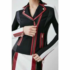 Best deal 😍 KarenMillen Pu Colour Block And Bandage Knit Biker Jacket For Female 💯 -Karen Millen Sales unnamed file 1245