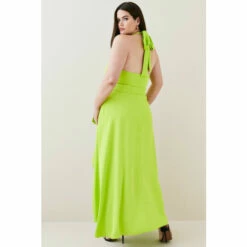 Promo 🥰 KarenMillen Plus Size Soft Tailored Waterfall Halter Midi 👗 Dress For Female 🌟 -Karen Millen Sales unnamed file 1250