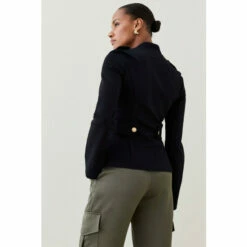 Budget 😉 KarenMillen Military Zip Front Ponte Jersey Blazer For Female 🎁 -Karen Millen Sales unnamed file 1254