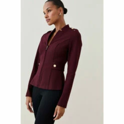 Budget 😉 KarenMillen Military Zip Front Ponte Jersey Blazer For Female 🎁 -Karen Millen Sales unnamed file 1260