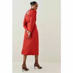 Discount 🔔 KarenMillen Viscose Satin Satin Batwing Wrap Midi 👗 Dress For Female 😉 -Karen Millen Sales unnamed file 1269