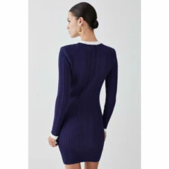 Promo 🔔 KarenMillen Petite Military Style Cable Knit Mini 👗 Dress For Female ✨ -Karen Millen Sales unnamed file 1276