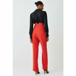 Outlet ✔️ KarenMillen Compact Stretch High Rise Split Hem Trouser For Female 😍 -Karen Millen Sales unnamed file 1282