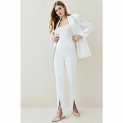 Outlet ✔️ KarenMillen Compact Stretch High Rise Split Hem Trouser For Female 😍 -Karen Millen Sales unnamed file 1287