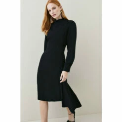 Deals 😀 KarenMillen Petite Soft Tailored High Low Sleeved Midi 👗 Dress For Female 👍