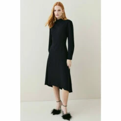 Deals 😀 KarenMillen Petite Soft Tailored High Low Sleeved Midi 👗 Dress For Female 👍 -Karen Millen Sales unnamed file 1314