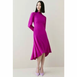 Deals 😀 KarenMillen Petite Soft Tailored High Low Sleeved Midi 👗 Dress For Female 👍 -Karen Millen Sales unnamed file 1317