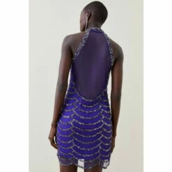 Best Pirce 🥰 KarenMillen Draped Beaded High Neck Mini 👗 Dress For Female 👏 -Karen Millen Sales unnamed file 1320