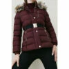 Brand new ❤️ KarenMillen Belted Puffer Faux Fur Short Hooded 🧥 Coat For Female 👍