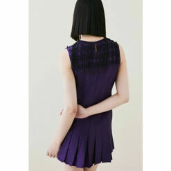 Top 10 🧨 KarenMillen Taffeta Pleated Hanging Crystal Mini 👗 Dress For Female ✔️ -Karen Millen Sales unnamed file 1380