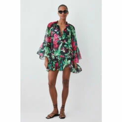 Buy 🎁 KarenMillen Tropical Printed Shirred Beach Mini 👗 Dress For Female 🛒 -Karen Millen Sales unnamed file 1401