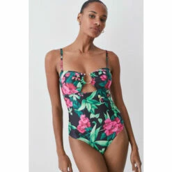 Buy 🔔 KarenMillen Tropical Print Gold Trim Cut Out 🩱 Swimsuit For Female 🌟 -Karen Millen Sales unnamed file 1430
