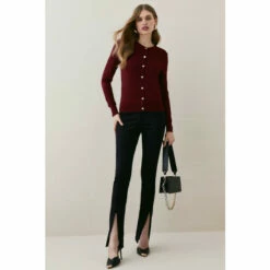 Wholesale 😉 KarenMillen Viscose Blend Knitted Crew Neck Cardigan For Female 🧨