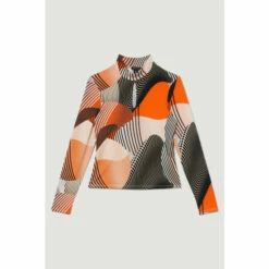 Outlet 👍 KarenMillen Printed Long Sleeve Viscose Blend Keyhole Cut Out Jersey Top For Female 🧨 -Karen Millen Sales unnamed file 1444