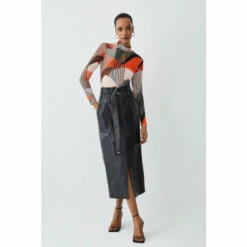 Outlet 👍 KarenMillen Printed Long Sleeve Viscose Blend Keyhole Cut Out Jersey Top For Female 🧨 -Karen Millen Sales unnamed file 1445