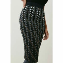 Brand new 🤩 KarenMillen Embellished Geo Jacquard Midi 👗 Skirt For Female ✔️ -Karen Millen Sales unnamed file 1450