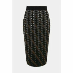 Brand new 🤩 KarenMillen Embellished Geo Jacquard Midi 👗 Skirt For Female ✔️ -Karen Millen Sales unnamed file 1451